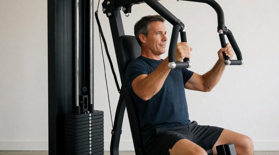90kg multi gym chest press station in a home gym